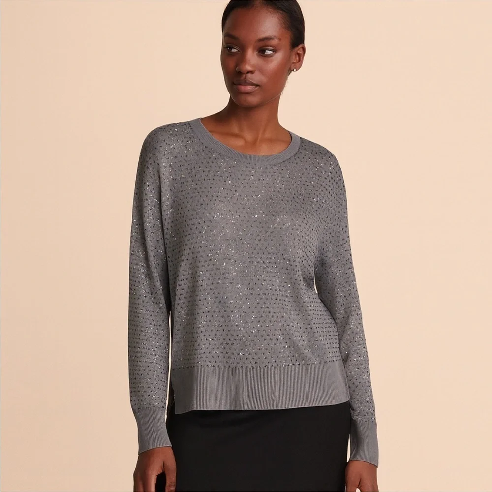 ZARA Gray Rhinestone Elegant Women's Sweater Size Medium